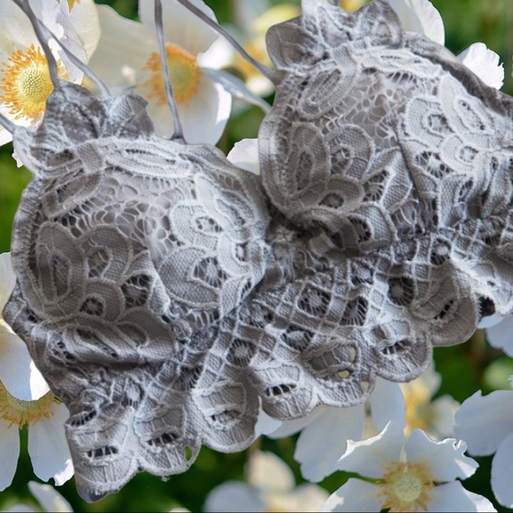 Anemone Charcoal Free Boho Floral Anemone Gray Lace Bralette - Picture 2 of 6